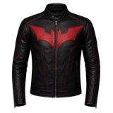 Batman Beyond Inspired Black Red Leather Jacket for Men | Superhero Motorcycle Biker Jacket -