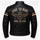 Men's Vintage Cafe Racer Motorcycle Coat - Black Biker Outerwear - Retro Ride To Live Style description : Classic Motorcycle Style Meets Timeless Craftsmanship