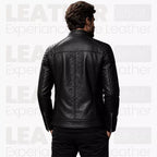 Herren Schwarze Biker-Lederjacke | Gesteppte Café Racer Jacke