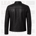 Herren Schwarze Biker-Lederjacke | Gesteppte Café Racer Jacke