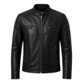 Herren Schwarze Biker-Lederjacke | Gesteppte Café Racer Jacke