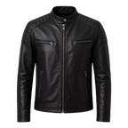 Herren Schwarze Biker-Lederjacke | Gesteppte Café Racer Jacke