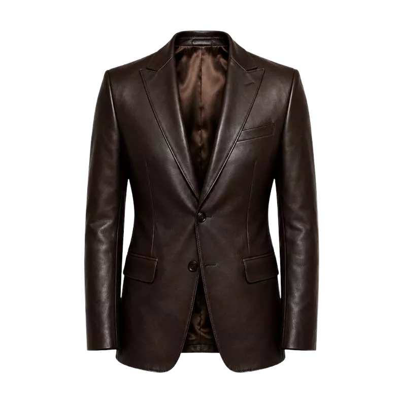 Men’s Dark Brown Leather Blazer | Classic Leather Suit Jacket