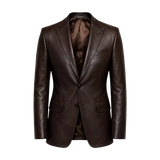Men’s Dark Brown Leather Blazer | Classic Leather Suit Jacket