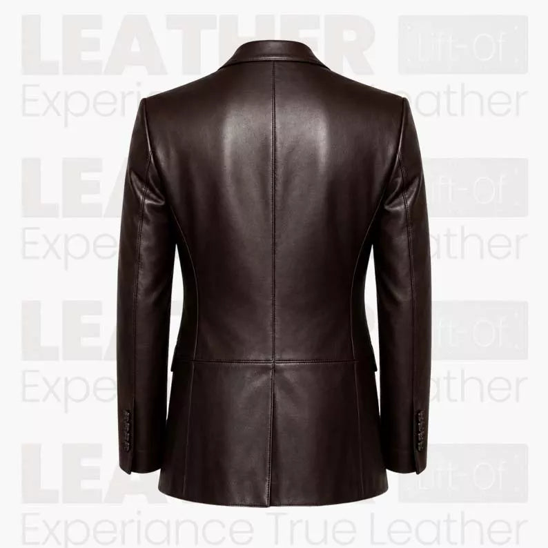 Men’s Dark Brown Leather Blazer | Classic Leather Suit Jacket