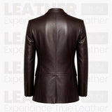 Men’s Dark Brown Leather Blazer | Classic Leather Suit Jacket