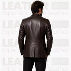 Herren Lederblazer Dunkelbraun | Klassische Leder Anzugsjacke