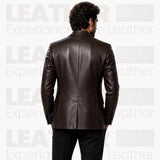Men’s Dark Brown Leather Blazer | Classic Leather Suit Jacket