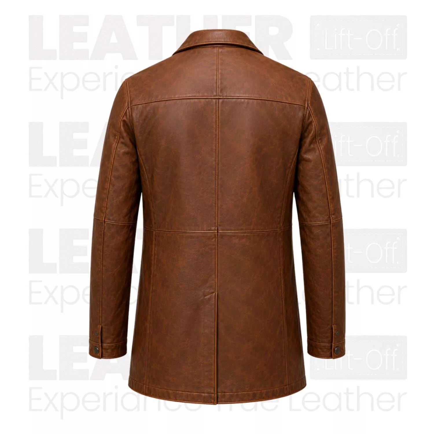 Men’s Brown Leather Workwear Coat | Vintage Button Front Utility Jacket