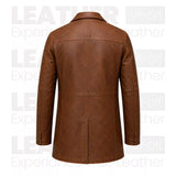 Men’s Brown Leather Workwear Coat | Vintage Button Front Utility Jacket