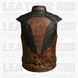 Men’s Brown & Black Leather Warrior Waistcoat | Medieval Fantasy Vest