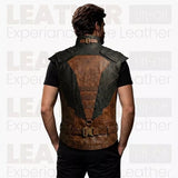 Men’s Brown & Black Leather Warrior Waistcoat | Medieval Fantasy Vest