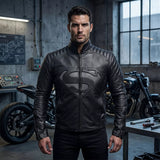 Black Superhero Leather Jacket for Men - Motorcycle Biker Jacket