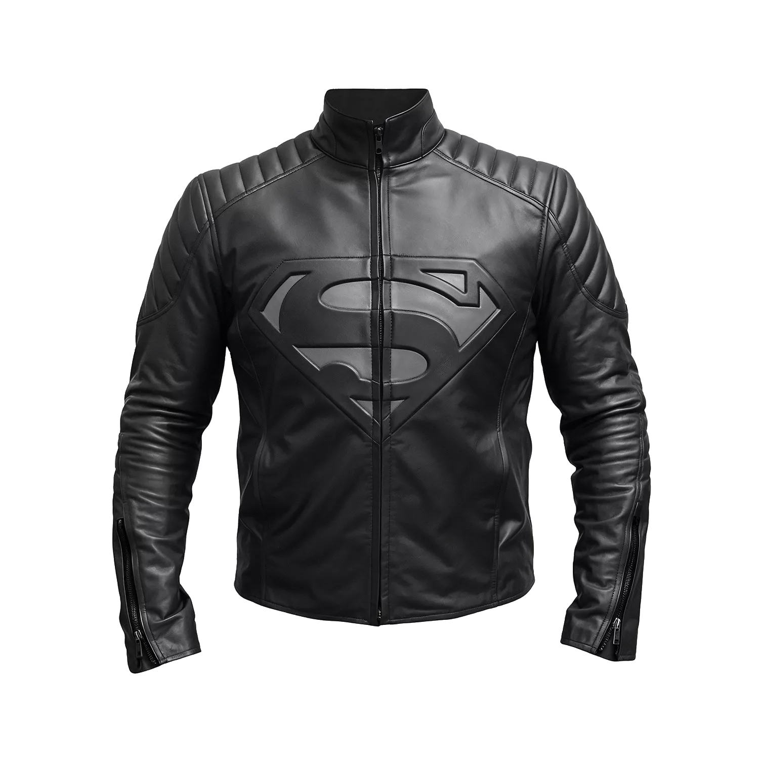 Black Superhero Leather Jacket for Men - Motorcycle Biker Jacket