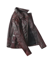 Herren Vintage Braune Biker Lederjacke – Distressed Motorrad Punk Rock Jacke