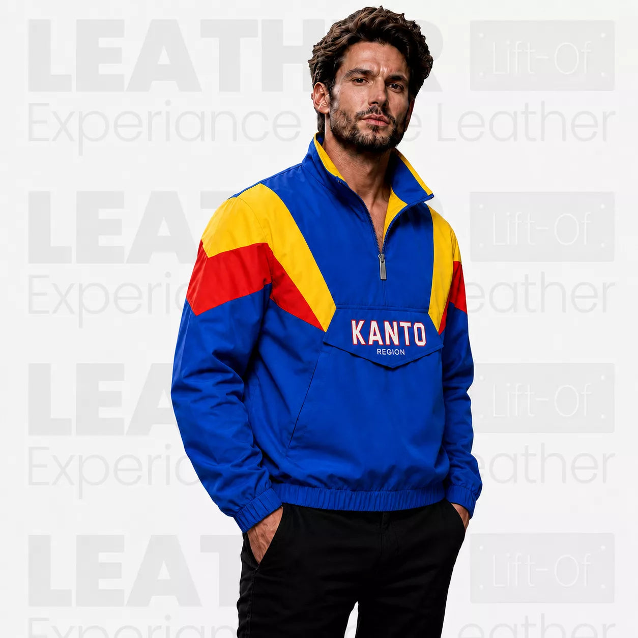 Kanto-Inspired Windbreaker Jacket – Retro Anime-Inspired Pullover Jacket