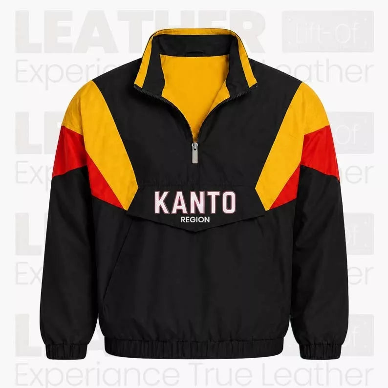 Kanto-Inspired Windbreaker Jacket – Retro Anime-Inspired Pullover Jacket