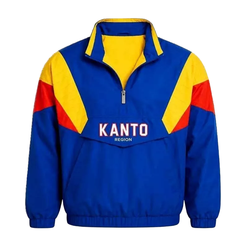 Kanto-Inspired Windbreaker Jacket – Retro Anime-Inspired Pullover Jacket