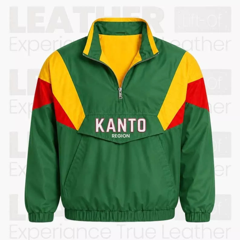 Kanto-Inspired Windbreaker Jacket – Retro Anime-Inspired Pullover Jacket