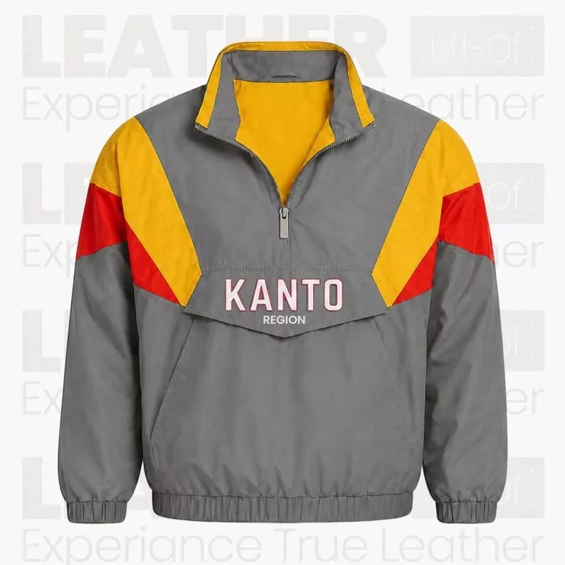Kanto-Inspired Windbreaker Jacket – Retro Anime-Inspired Pullover Jacket
