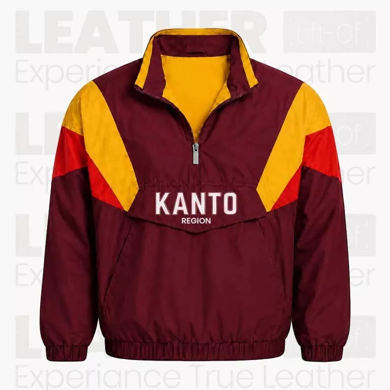 Kanto-Inspired Windbreaker Jacket – Retro Anime-Inspired Pullover Jacket