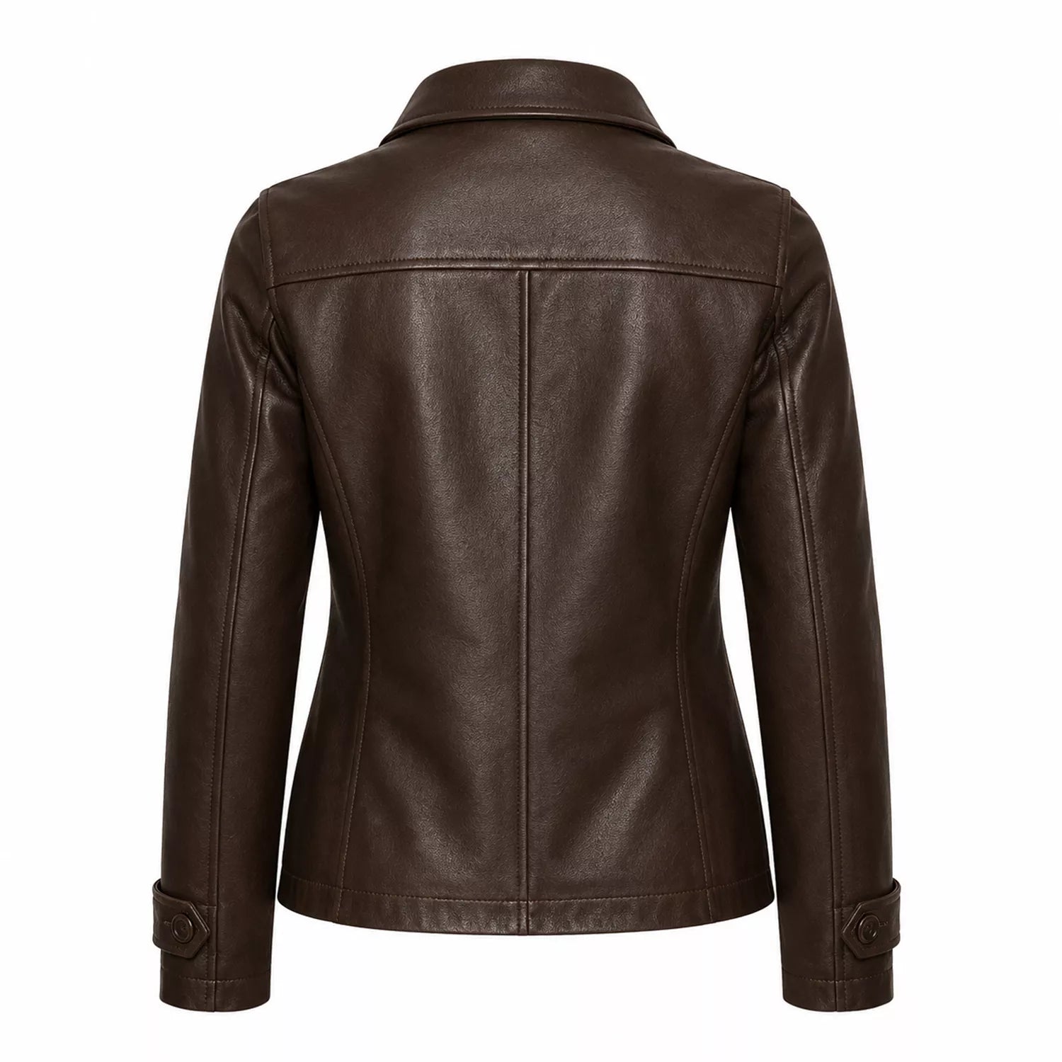 Women’s Dark Brown Leather Jacket | Classic Zip Style