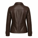 Women’s Dark Brown Leather Jacket | Classic Zip Style