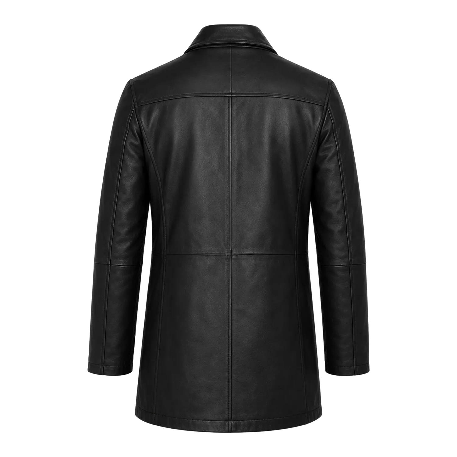 Men’s Black Leather Workwear Coat | Classic Zip & Button Front Utility Jacket