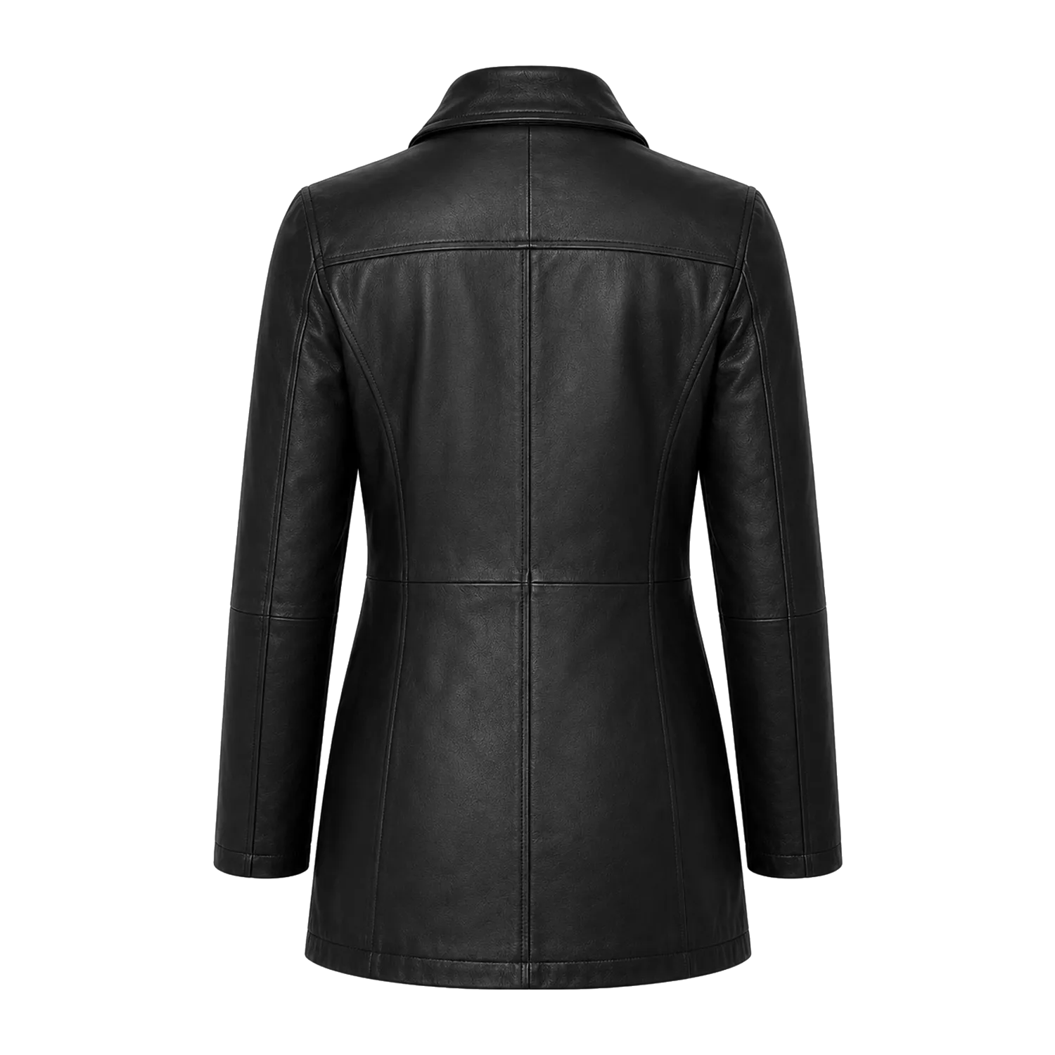 Women’s Black Leather Workwear Coat | Zip & Button Front Utility Jacket